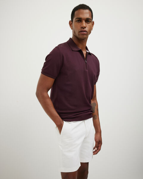Travel Short Sleeve Polo, Aubergine, hi-res